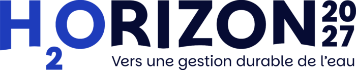 Logo officiel du congrès international H2orizon 2027, organisaé conjointement par le Centre des congrès de Québec et la Cité des Congrès de Nantes, sous l'égide de l'Université Laval.