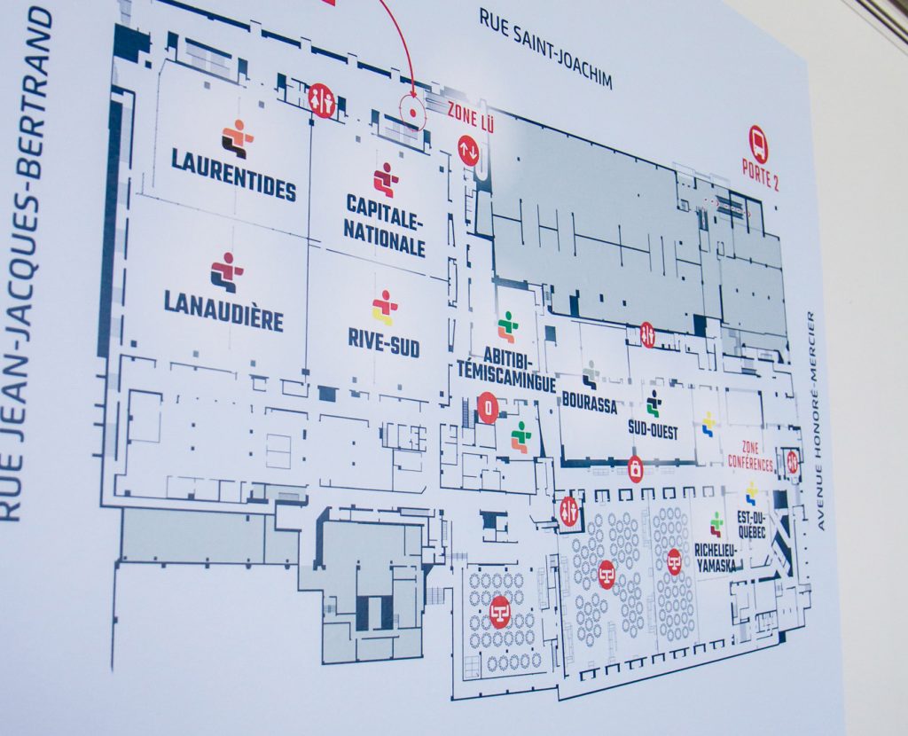 Plan des salles du Centre congrès pour les Jeux du Québec.