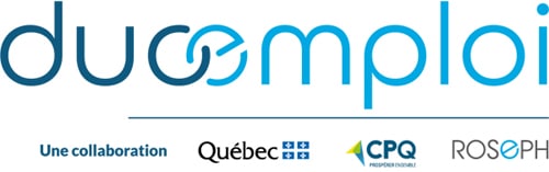 Logo de DuoEmploi, accompagné des logos partenaires du programme