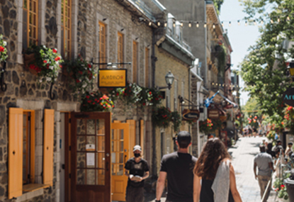 Quaint street in Summer in the Quartier Petit Champlain.